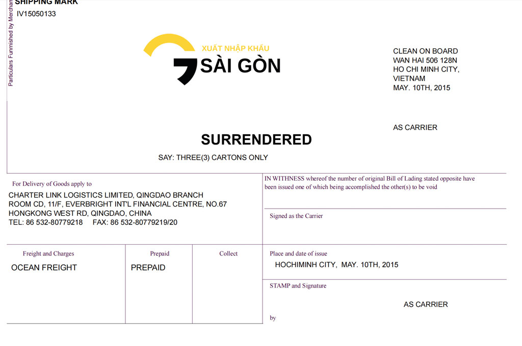 nghiep vu xuat nhap khau Surrendered Bill of Lading B/L hay Telex Released B/L