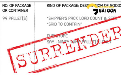 Surrendered Bill of Lading B/L hay Telex Released B/L