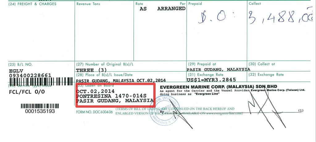  van don da xep hang len tau On Board Bill of Lading B/L