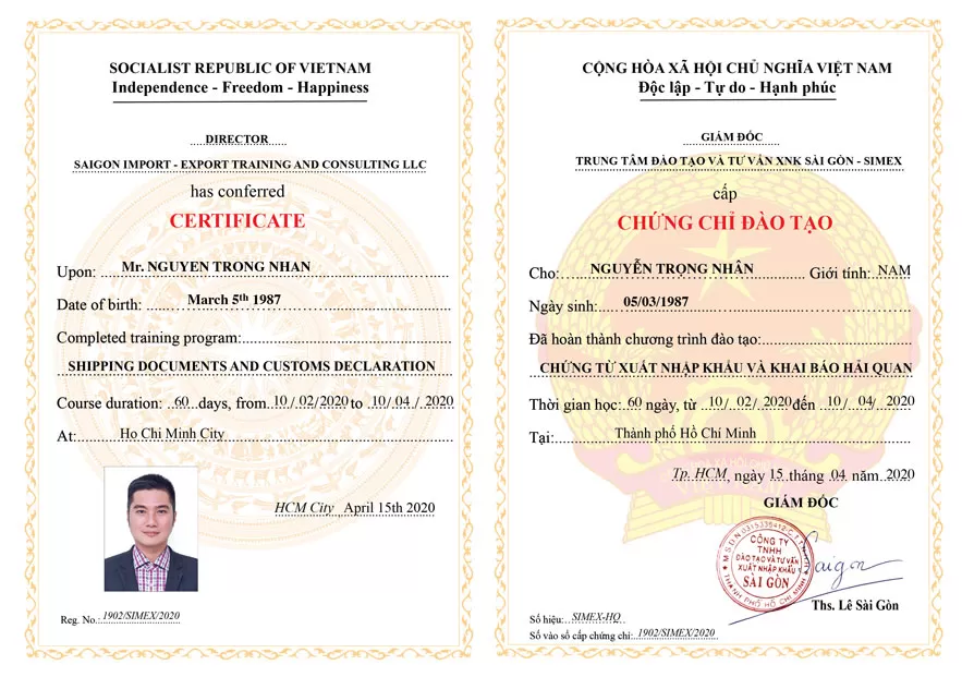 Chứng chỉ đào tạo